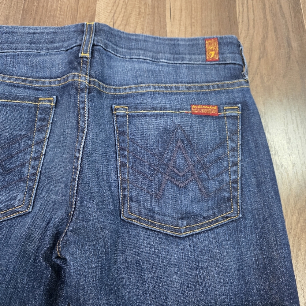 7 For All Mankind Classic "A Pocket" Mid Rise Dark Wash Bootcut Jeans. 27 Y2K